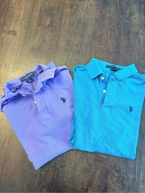 U.S. Polo Assn. Size Medium Men's Teal and Purple Polo Shirt Lot Business Casual